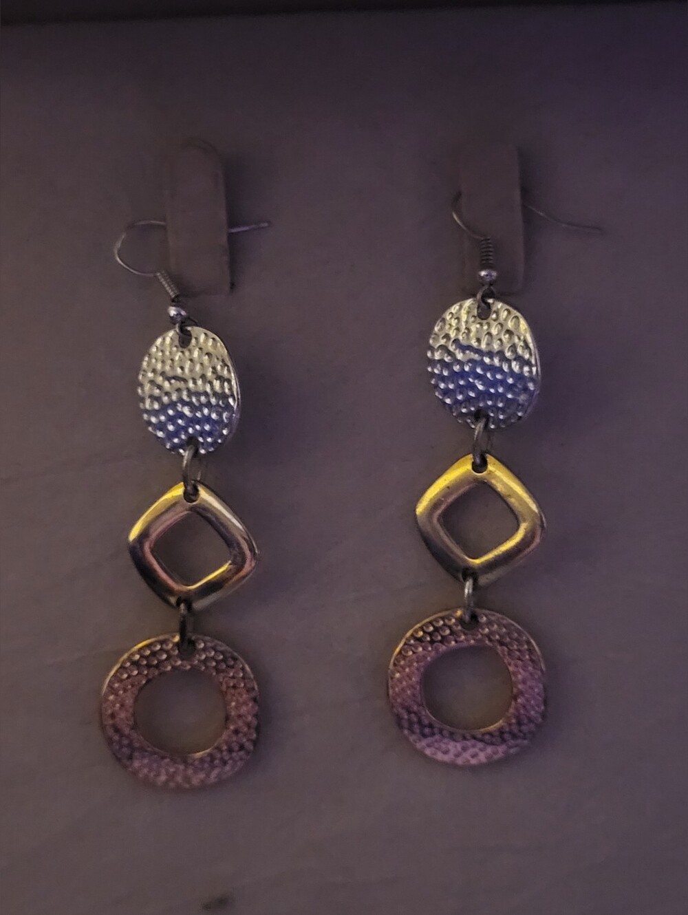 Paparazzi Mixed Metal Geometric Drop Earrings Hammered Three Tier Dangle